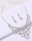 Fashion White K Alloy Diamond Cutout Necklace Stud Earring Set