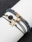 Fashion Black Beaded Starfish Shell Bracelet Set Of 4