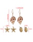 Fashion Orange Pattern Seashell Alloy Starfish Conch Shell Earrings Three-piece