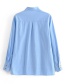 Fashion Blue Linseed Lapels Shirt