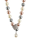 Fashion Color Mixing Irregular Quadrilateral Diamond-studded Glass Pearl Necklace