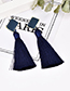 Fashion Navy + Khaki Alloy Resin Square Tassel Earrings