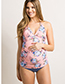 Fashion Lake Blue Flower Split Maternity Swimsuit Bikini