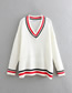 Fashion White Contrast Ribbed Sweater