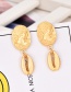 Fashion Gold Alloy Portrait Shell Earrings