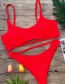 Fashion Wine Red Solid Color Split Swimsuit