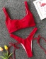 Fashion Red Split Swimsuit Bandage Solid Color Bikini
