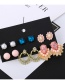 Fashion Color 6 Pairs Of Fan-shaped Alloy Stud Earrings