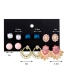 Fashion Color 6 Pairs Of Fan-shaped Alloy Stud Earrings
