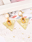 Fashion Yellow Alloy Resin Pearl Triangle Earrings