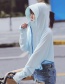 Fashion Sky Blue Zipper Hooded Sun Protection Clothing