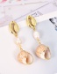 Fashion Gold Alloy Pearl Conch Earrings