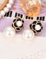 Fashion Black Alloy Pearl Flower Earrings