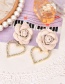 Fashion Apricot Alloy Diamond Flower Love Earrings