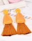 Fashion Black + Ginger Yellow Alloy Resin Geometry Tassel Earrings