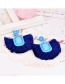 Fashion Blue Resin Square Tassel Earrings