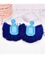 Fashion Blue Resin Square Tassel Earrings
