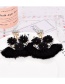 Fashion Black Alloy Diamond Lace Flower Tassel Stud Earrings