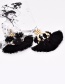 Fashion Black Alloy Diamond Lace Flower Tassel Stud Earrings