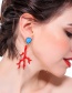 Fashion Red Long Drip Oil-like Coral Stud Earrings