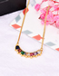 Fashion Gold Copper Inlaid Zirconium Colored Curved Necklace