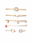 Fashion Gold Water Drop Ball Open Natural Stone Diamond Six-pointed Star Bracelet Five-piece Set