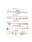 Fashion Gold Water Drop Ball Open Natural Stone Diamond Six-pointed Star Bracelet Five-piece Set
