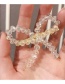 Fashion Champagne Crystal Bead Woven Bow Hair Clip