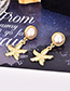 Fashion Gold Pearl Five-pointed Star Stud