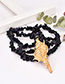 Fashion Black Natural Crystal Conch Sweater Chain