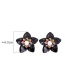 Fashion Black Flower Stud Earrings