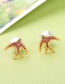 Fashion Red Long Section  Silver Needle Removable Small Swallow Pearl Stud Earrings
