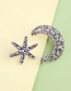 Fashion Silver Alloy Diamond Star Moon Asymmetric Earrings