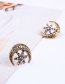 Fashion Ancient Gold Star-studded Moon Flower Embossed Earrings