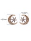 Fashion Ancient Gold Star-studded Moon Flower Embossed Earrings