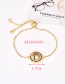 Fashion Gold Copper Inlaid Zircon Round Letter Bracelet O