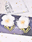 Fashion White Alloy Love Mesh Flower Earrings