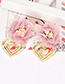 Fashion Leather Pink Alloy Love Mesh Flower Earrings