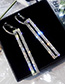 Fashion Rose Gold  Silver Needle Rectangular Full Diamond Earrings