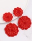 Fashion Red Rice Beads Flower Earrings