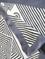 Fashion Dark Blue Geometric Pattern Printed Silk Scarf