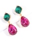 Fashion Purple Red + Green Alloy Diamond Drop Earrings