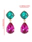 Fashion Purple Red + Green Alloy Diamond Drop Earrings