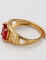 Fashion Red Diamond Copper Inlaid Zircon Adjustable Ring