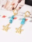 Fashion Gold Alloy Turquoise Starfish Earrings
