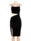 Fashion Black Openwork Navel Backless Split Dress