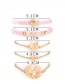 Fashion Pink Turtle Irregular Crystal Love Fox Map 5 Piece Bracelet