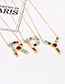 Fashion W Gold Copper Inlaid Zircon Letter Necklace Large