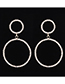 Fashion Silver Large Circle With Diamond Claw Chain Earrings