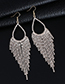 Fashion Silver Diamond Claw Chain Drop Tassel Earrings